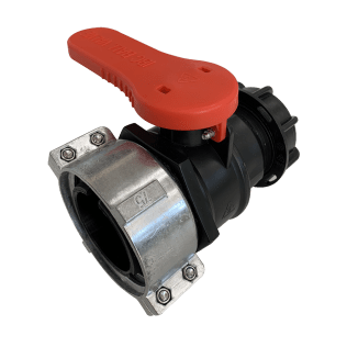 VALVE IBC 2" PP S60X6M 2P CAP RED LEVER S75X6 AL FEM EPDM