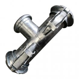 COUPLING 150MM (6") T-PIECE FEMALE O/TAKE X 2 MALE STEEL LEVER LOCK