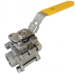 Stainless Ball Valve 3-Piece with ISO Mount